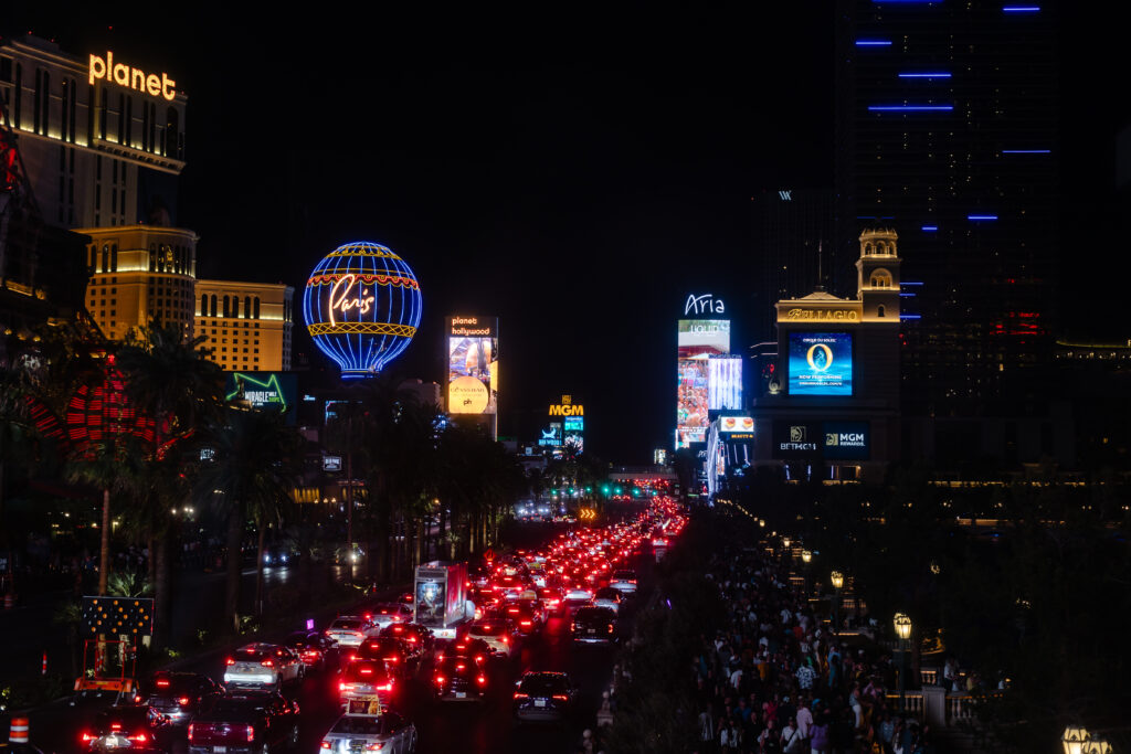 The Vegas strip at night